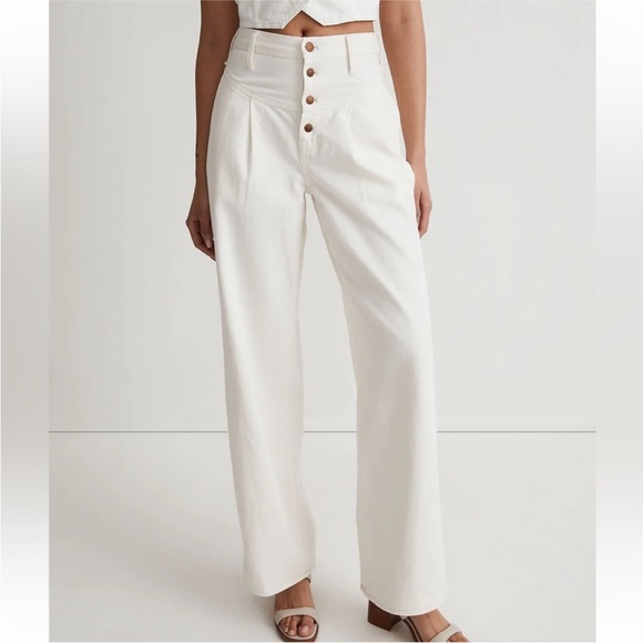 Madewell Super Wide Leg Exposed Button Fly High Waisted Jeans Size 33 - Picture 9 of 9